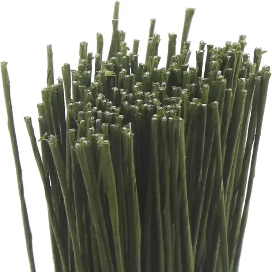24 Gauge Dark Green Floral Wire Stem for Flower Arrangement Craft Supply,16 Inch,200PCS {2}