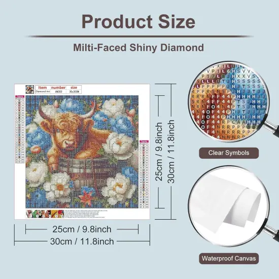 Cow Diamond Painting Kits for Adults, 5D DIY Diamond Art Kits for Beginners, Full Drill Diamond Painting Kits for Home Wall Decor, 12x12 Inch {2}