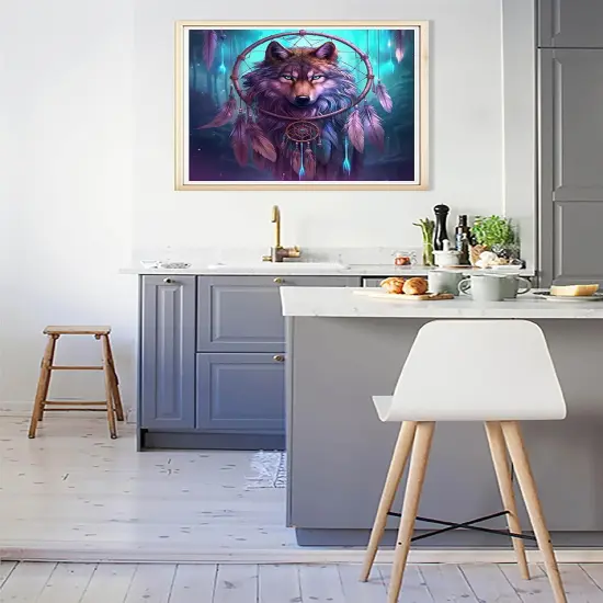 Paint by Numbers for Adults Wolf, DIY Oil Painting Dreamcatcher Acrylic Paint by Number Kits for Kids Adults Beginner for Home Wall Decor 20x20 inch {2}