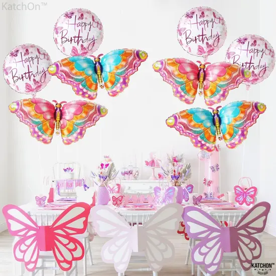 Big, Butterfly Balloons for Birthday Party - 39 Inch, Pack of 8 | Happy Birthday Fairy Balloon | Butterfly Foil Balloons for Butterfly Birthday Decorations | Fairy Party Decorations for Girl {2}