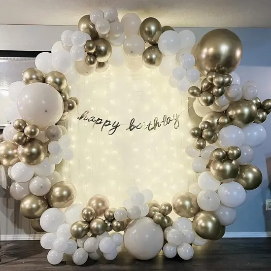 White Sand Gold Balloons, 60 Packs 12 Inch White Nude Balloons with Metallic Chrome Gold Beige Latex Balloons {5}