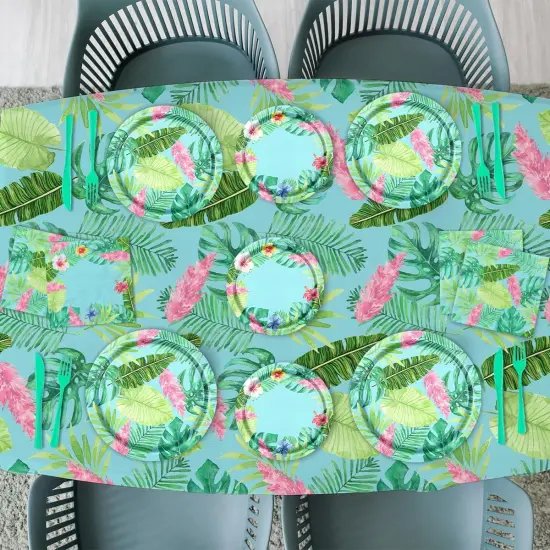 142Pcs Hawaiian Summer Party Plates and Napkins Tropical Party Decorations Palm Leaves Tableware {3}