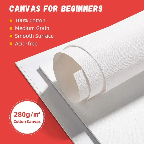 72 Pack 8 x 10 inch Canvas Boards for Painting Flat Canvas Panels Bulk Value Pack for Classes and Parties 100% Cotton for Acrylics Paint {5}