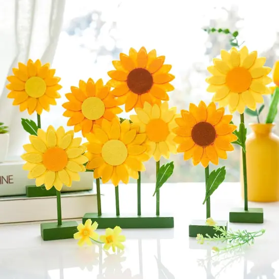 8 PCS Sunflower Felt Centerpieces for Tables {1}