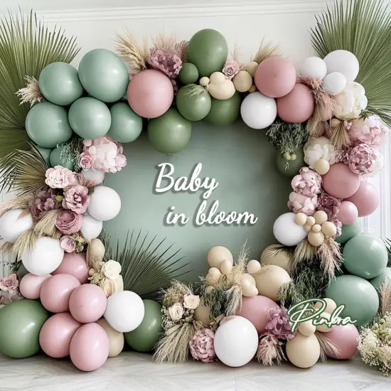 Dusty Pink Green Balloon Garland - Double Stuffed Sage Green Pink White Sand Balloon Garland Dusty Rose Cream Latex Arch Kit {4}