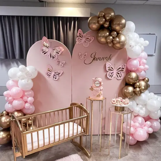 Pink Gold White Latex Balloons {3}