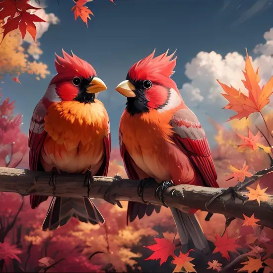 5D Maple Leaf Diamond Art Painting Kits Fall DIY Full Round Drill Bird Diamond Art for Adults Northern Cardinal Diamond Art Painting Crystal Craft Kit {1}