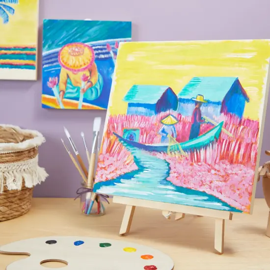 6 Pack Unfinished Square Wood Panels for Painting, 12x12 Wooden Canvas Boards for Crafts Brown {3}