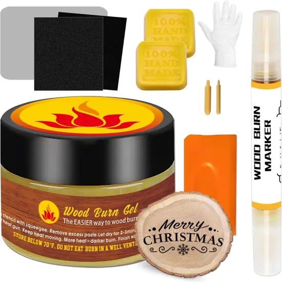 Wood Burn Paste Pen Kit, 4OZ Wooden Burning Gel, Double Sided Wood Burn Marker Kit for DIY Beautiful Wooden Burning in Minutes, Perfect for Beginners Handmade Meaningful Gifts {1}