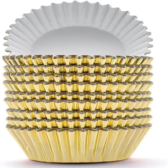 200 Pcs Gold Foil Cupcake Liners Standard Baking Cups Muffin Paper Cases {1}