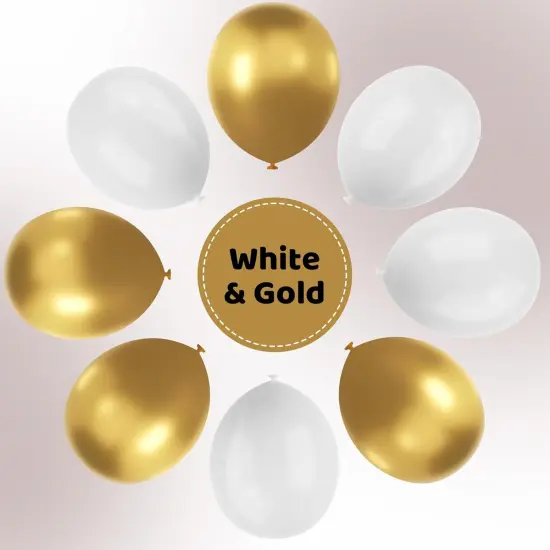 White and Gold Latex Balloons, 67pcs 12 Inch Metallic Gold and White Party {3}