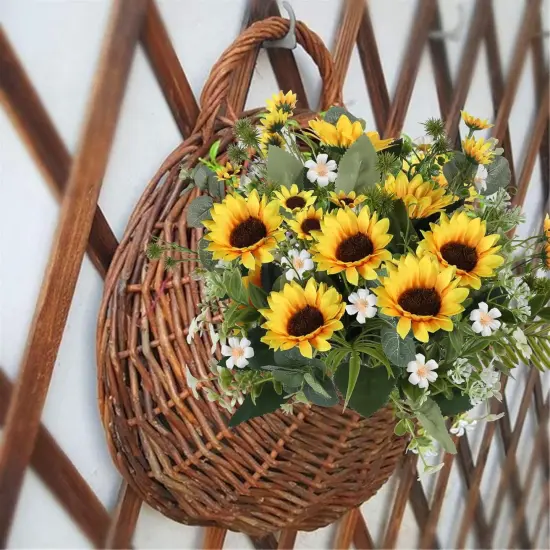 Artificial Flowers Fake Sunflowers 8 Bunches Silk Summer Flowers Faux Sunflower Arrangements for Table Centerpieces Home Kitchen Office Windowsill Hanging Wedding Decor {4}
