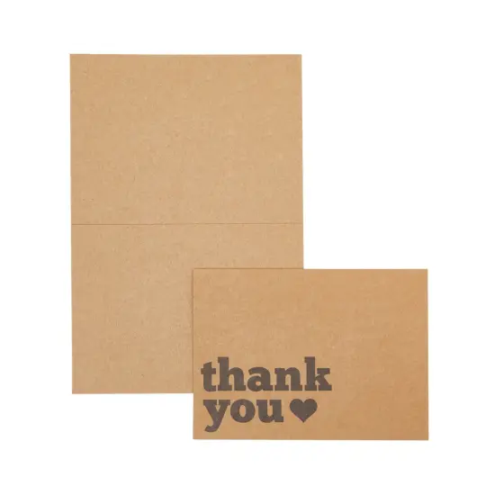 120 Pack Kraft Paper Thank You Cards with Envelopes - Bulk Thank You Cards for Wedding, Graduation, Baby Shower, Commerce (Heart Design, 3.5x5 In) Brown {6}