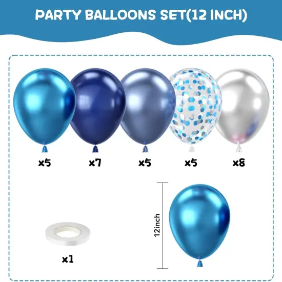 Blue and Silver Balloons, Pearl Navy Blue Balloon Metallic Blue Silver Confetti Balloons for Birthday Graduations Space Engagement Decorations {2}