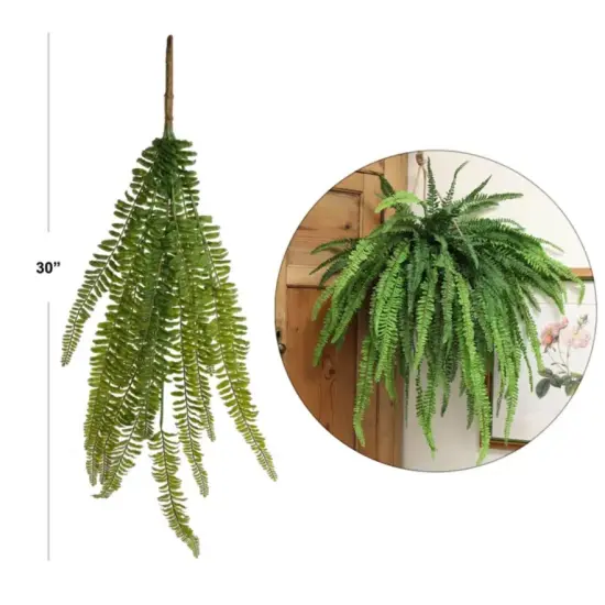 3-Pack 30" Hanging Fern Bush &ndash; Lifelike Faux Greenery for Indoors & Out {2}