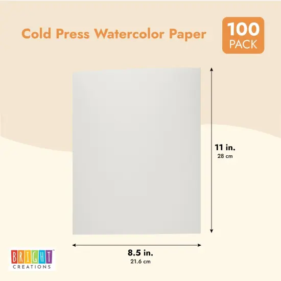 100 Sheets Cold Press Watercolor Paper for Artists and Beginners (8.5 x 11 in) White {3}