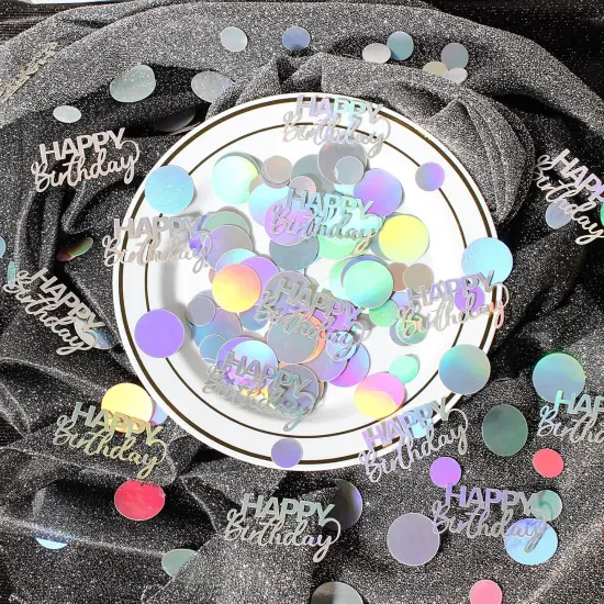 300PC Circle Dots Birthday Confetti for Table Iridescent Happy Birthday Confetti Table Scatters Suitable for Disco Themed Birthday/Anniversary Party Decorations {3}