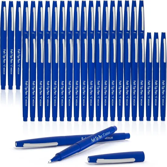 Felt Tip Pens, 40 Blue Pack, 0.7mm Medium Point, Felt Tip Markers Pens for Journaling, Writing, Note Taking, Planner, Perfect for School Office and Art Supplies {1}