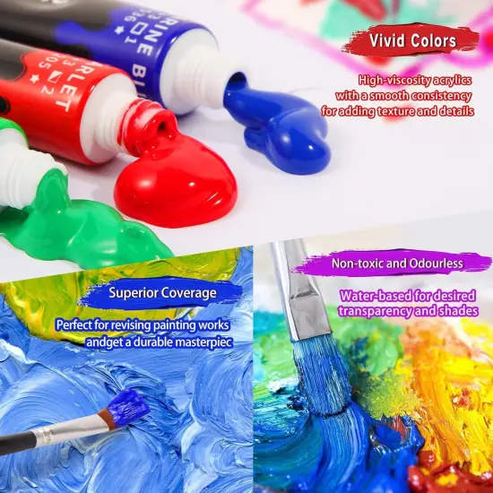 Acrylic Paint Set - Acrylic Paint 36 Colours 12ml Non-toxic Creamy Texture, Art Craft Paints for Adult Painting {3}
