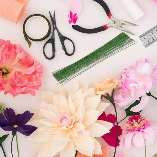 28 Gauge 14" Floral Stem Wire, 100 Pcs Paper Wrapped Iron Artificial Flower Stem Accessories for DIY Bouquet Stem and Craft Decoration, Light Green {5}