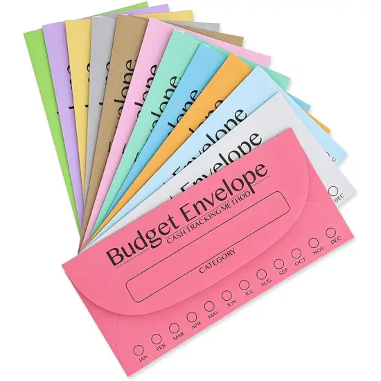 96 Pack Bulk Budget Envelopes for Cash System, Budgeting Tracker Binder, Money Saving Challenge, 12 Colors (6.75 X 3.25 In) Multicolor {6}