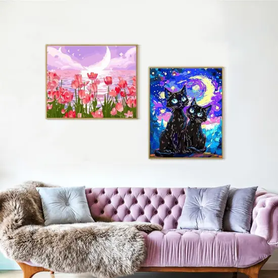 Paint by Numbers Kit for Adults, Tulip Flowers Paint by Number for Beginners, DIY Seaside Scenery Acrylic Number Painting on Canvas, Great Gifts Decor {3}