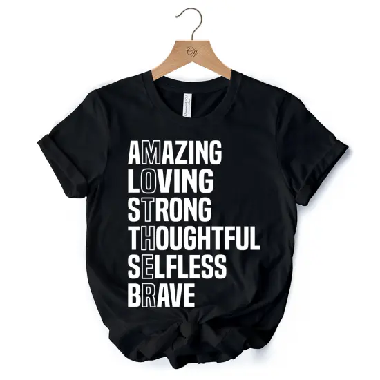 Inspirational Mom T-Shirt, Definition Black Tee for Brave and Thoughtful Mothers {7}