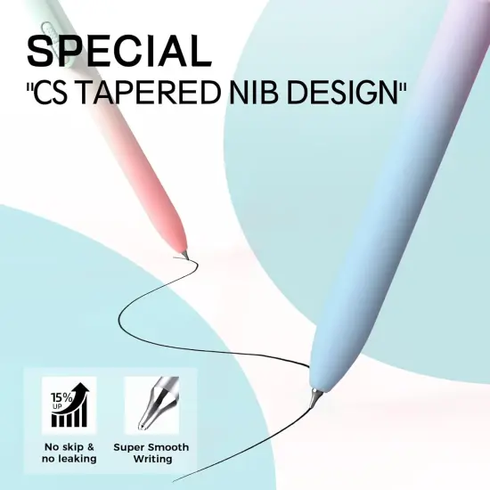 8pc Gel Pens 0.7mm Black Ink Medium Tip - Fast-Dry, No Bleed, Gradient Colors for Office & School {2}