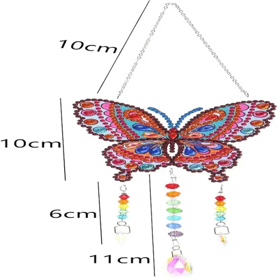 5D Diamond Painting Animal Wind Chimes, Butterfly Diamond Paint by Number Kits Hanging Pendant with Chain for Home Wall Window Decor, Adults DIY Art Craft {2}