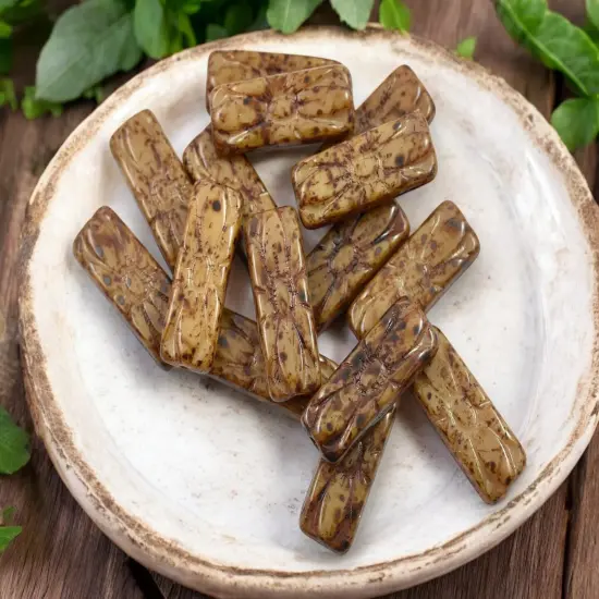 *25* 20x8mm Camel Beige Picasso Flower Rectangle Beads {4}