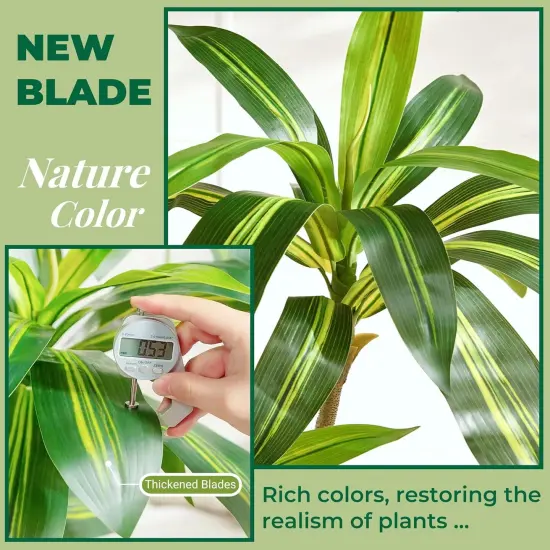 6FT Artificial Dracaena Silk Tree with White Planter - Real Touch Fake Plant for Home & Office Decor, Faux Yucca Indoor Floor Tree {3}