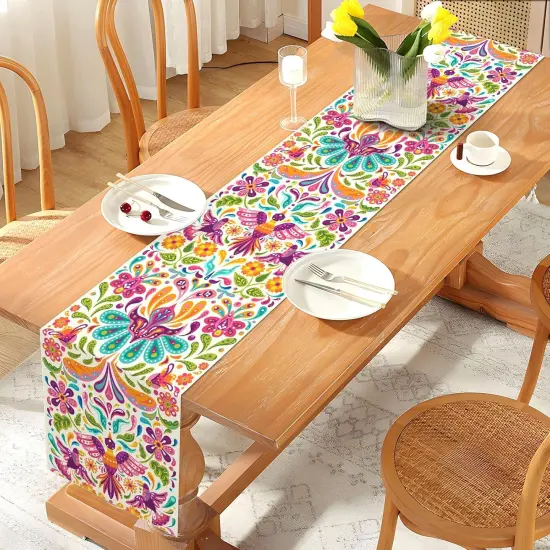 Mexican Otomi Table Runner Cinco De Mayo Fiesta Party Supply Dia De Los Muertos Decoration Home Kitchen Altar Ofrenda Decor (13" x 72") {1}