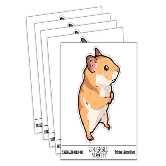 Water Bottle Sticker Set Wary Suspicious Syrian Hamster Standing Cute Waterproof Vinyl Stickers Pack Decal, Skateboard, Laptop, Car, Window, Bumper - 5 Pack {2}