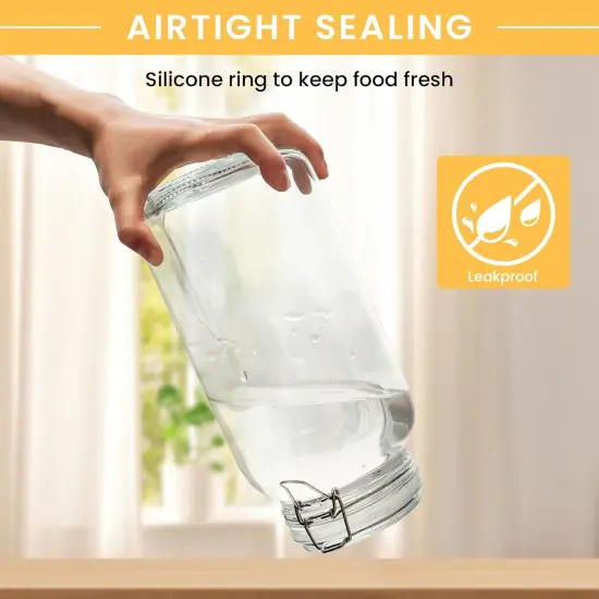 Glass Jars with Airtight Lid, Large Glass Food Storage Jars, 3 Pack Wide Mouth Airtight Glass Jars ffor Flour, Cereal, Coffee, Pasta and Canning(70OZ) {4}