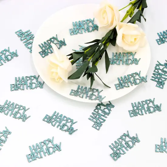 Blue Happy Birthday Confetti Birthday Table Decorations Baby Blue Glitter Table Scatters for Kids Boy Birthday Party Supplies 100PC {3}