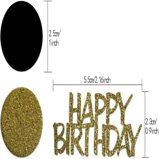 Glitter Gold Happy Birthday Party Confetti for Table Black and Gold Round Paper Confetti Circle Dots Confetti for Birthday Wedding Anniversary Party Decorations,220CT {3}