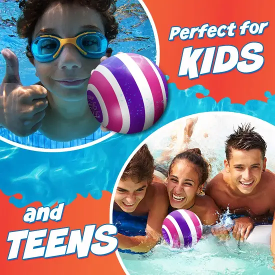Activ Life Ultimate Pool Ball, Fill It with Water for Underwater Swimming Pool Games, Passing, Dribbling, Diving Fun Toys for Boys & Girls Aged 6-14, Summer Gifts, Beach Trips, 6 inches, Pink/ Purple {4}