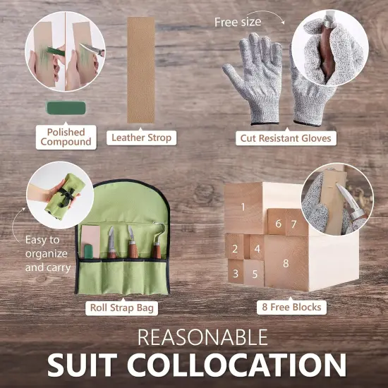 Wood Whittling Kit Includes 8-Basswood Carving Blocks Set, 3PCs Whittling Knife - Wood Carving Kit with Tools and Carving Knifes for Kids Beginners {3}