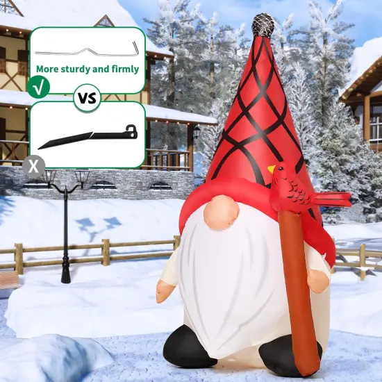 5 FT Tall Christmas Inflatables Outdoor Decorations Blow Up Xmas Little Red Bird and Gnomes with Built-in LEDs for Christmas Indoor Outdoor Yard Lawn Garden Decorations {5}