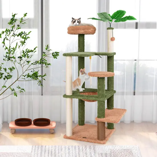 Multilevel Cat Tree with Rope Plush Perch Toy Bed and Scratching Posts {3}