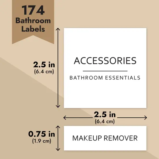 Talented Kitchen 174 Minimalist Bathroom Labels - Preprinted Organizing Stickers for Medicine Cabinets, Makeup, Cosmetics, Shower Bottles (Black Print on White Matte Backing) Multicolor {5}