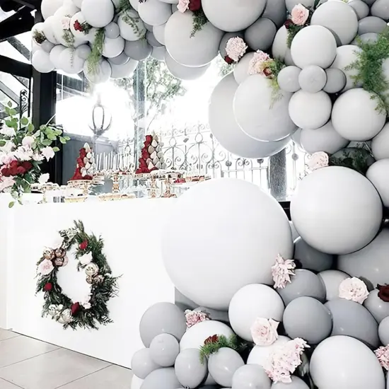 Gray Balloons 140 pcs Different Sizes Pack of 18 12 10 5 Inch Matte Gray Latex Balloon Arch Kit Garland - Party Decorations Gray-Y71 {3}