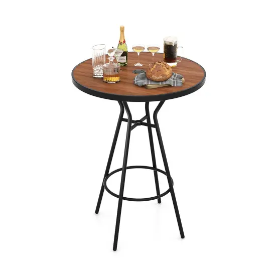 Outdoor Bar Table with Umbrella Hole, Footrest and Metal Base {4}