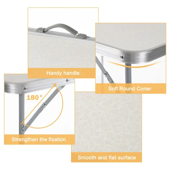 Portable Folding Camping Table &ndash; Lightweight 31" White Outdoor Picnic Table, Waterproof MDF & Aluminum Alloy, Compact for Beach, Tailgating, Patio & Indoor Use {3}