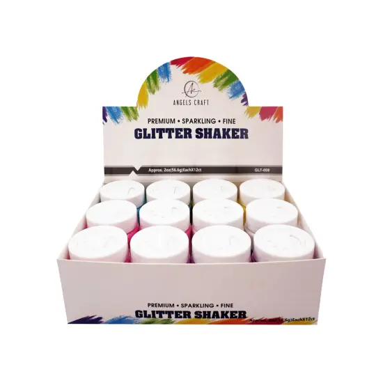 Angels Craft 12 Count Glitter Shaker Set Vivid Edition: Yellow, Pink, Purple, White & Blue Perfect for Group Activities {2}
