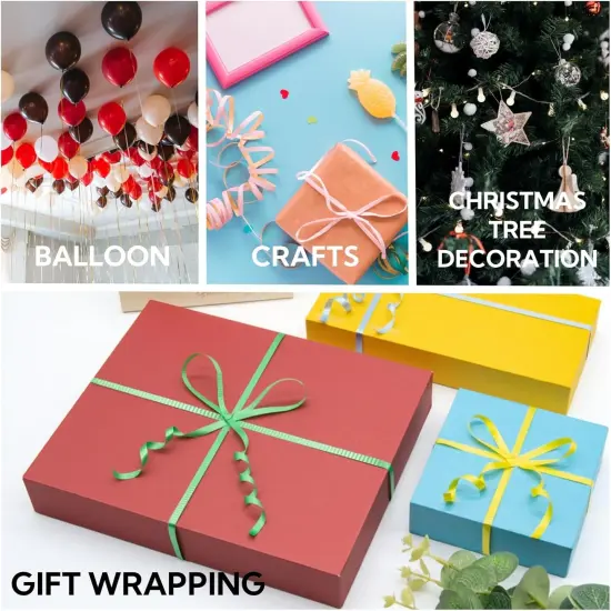 Crimped Curling Ribbon White, Balloon String Curly Ribbon 1 Roll for Gift Wrapping, Birthday Wedding Party Festival Decoration, Baby Shower, Art Crafts, Florist Flowers {4}