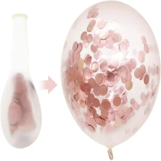 Rose Gold Confetti Latex Balloons, 50 pack 12 inch Birthday Balloons with 33 Feet Rose Gold Ribbon for Party Wedding Bridal Shower Decorations {3}