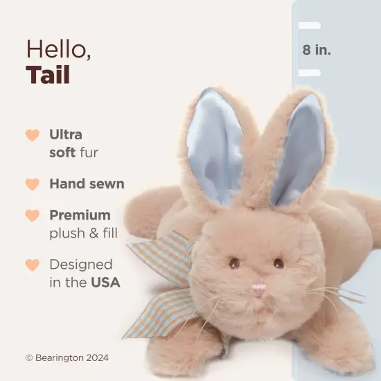 Bearington Collection Baby Bunny Tail Plush Stuffed Animal Bunny With Rattle, 8 inches Brown {2}