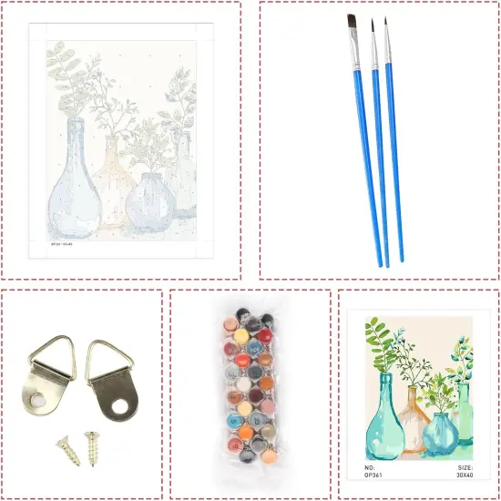 Books Paint by Numbers Kit for Adults,Bookshelf DIY Acrylic Painting Kit for Beginners Unframed,Flowers Easy Adult Paint by Number Kits on Canvas for Decor 16x20inch {2}