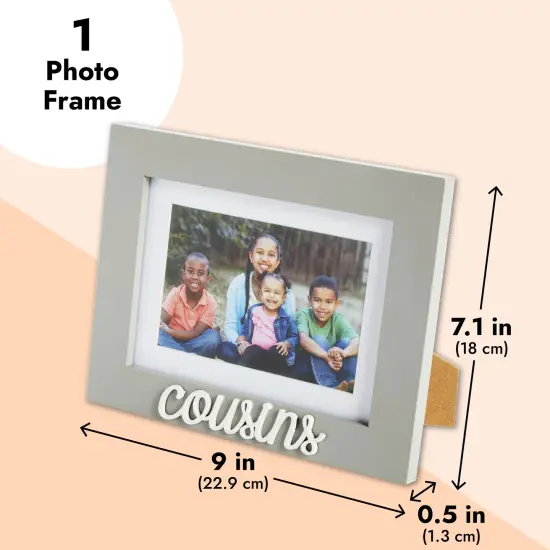 4x6 and 5x7 Cousins Picture Frame, Cousins Word Attachment, White Beveled Mat (9x0.5x7.1 In, Gray) Grey {3}